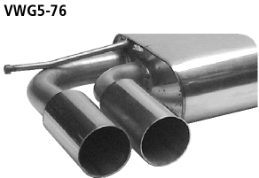 Endschalldämpfer mit Doppel-Endrohr 2 x Ø 76 mm