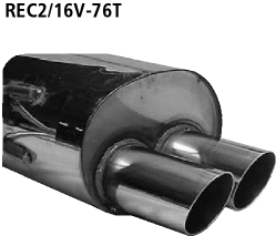 Endschalldämpfer mit Doppel-Endrohr 2 x Ø 76 mm