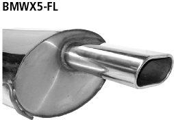 Endschalldämpfer mit Einfach-Endrohr Flat 135 x 75 mm linke Seit