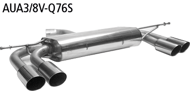 Endschalldämpfer mit Doppel-Endrohr LH + RH, 2 x Ø 76 mm, 20° sc