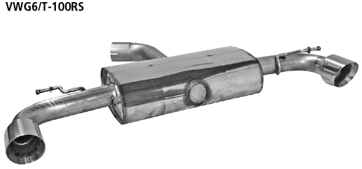 Endschalldämpfer mit Einfach-Endrohr LH + RH, 1 x Ø 100 mm, 30°