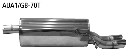 Endschalldämpfer mit Doppel-Endrohr 2x Ø 70 mm, 20° schräg gesch