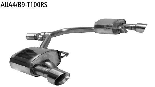 Endschalldämpfer mit Einfach-Endrohr 1x Ø 100 mm LH+RH, 30° schr