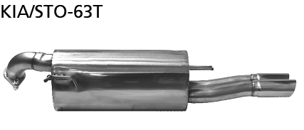 Endschalldämpfer mit Doppel-Endrohr 2 x Ø 63 mm, 20° schräg gesc