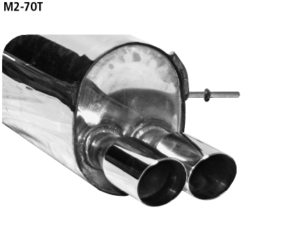 Endschalldämpfer mit Doppel-Endrohr 2 x Ø 70 mm, 20° schräg gesc