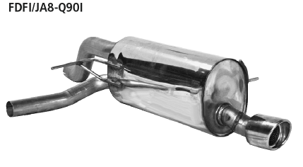 Endschalldämpfer mit Einfach-Endrohr RH 1 x Ø 90 mm, 20° schräg