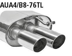 Endschalldämpfer mit Doppel-Endrohr, 20° schräg LH 2 x Ø 76 mm