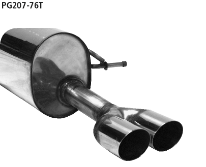 Endschalldämpfer mit Doppel-Endrohr 2x Ø 76 mm, 20° schräg, Ausg