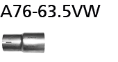 Adapter 76.5 mm außen auf 63,5 mm innen, 63.5 mm Seite geschlitz