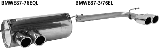 Endrohrsatz mit Doppel-Endrohr RH 2 x Ø 76 mm eingerollt 20° sch