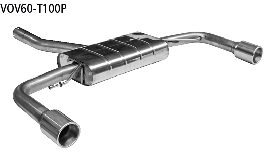 Endschalldämpfer mit Einfach-Endrohr 1x Ø 100 mm LH+RH, mit Eins