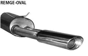 Endschalldämpfer mit Einfach-Endrohr oval 153 x 95 mm