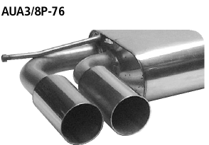 Endschalldämpfer mit Doppel-Endrohr 2 x Ø 76 mm