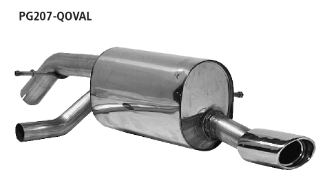 Endschalldämpfer mit Einfach-Endrohr RH 1x Oval 120x80 mm