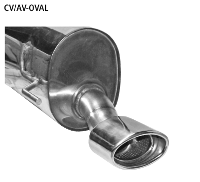 Endschalldämpfer mit Einfach-Endrohr oval 120 x 80 mm