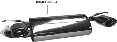 Sportauspuffanlage mit 2 Endrohren oval 120 x 80 mm mit Einsatz