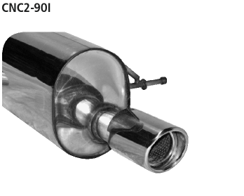 Endschalldämpfer mit Einfach-Endrohr 1x Ø 90 mm, Ausgang RH