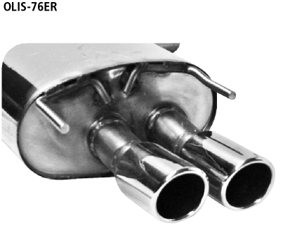 Endschalldämpfer mit Doppel-Endrohr mit Lippe 2 x Ø 76 mm RH