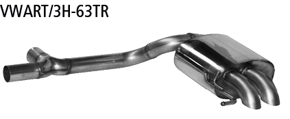 Endschalldämpfer mit 2x Ausgang Ø 63 mm 90° RH für geschlossene