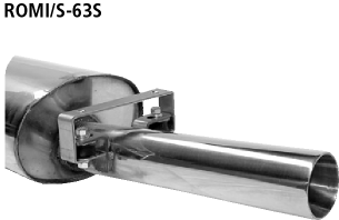 Endschalldämpfer mit Einfach-Endrohr mittig 1 x Ø 63 mm