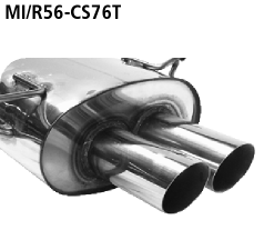 Endschalldämpfer mit Doppel-Endrohr 2 x Ø 76 mm 20° schräg gesch