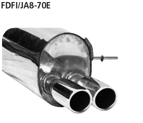 Endschalldämpfer mit Doppel-Endrohr 2 x Ø 70 mm gerade, mit Lipp