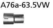 Adapter 76.5 mm innen auf 63,5 mm innen, 63.5 mm beide Seiten ge