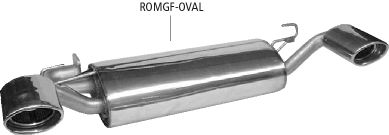 Sportauspuffanlage mit 2 Endrohren oval 120 x 80 mm mit Einsatz