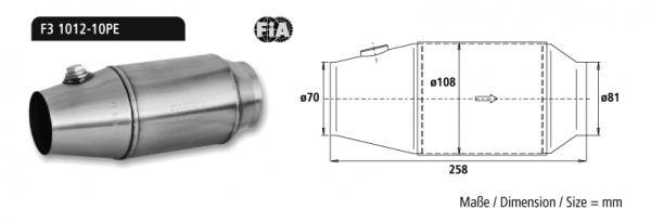 Formel 3 bis 2000 ccm, Gewicht: 1,6 kg, Einlass: Ø 70 mm, Ausgan