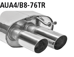 Endschalldämpfer mit Doppel-Endrohr, 20° schräg RH 2 x Ø 76 mm