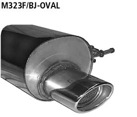 Endschalldämpfer mit Einfach-Endrohr oval 120 x 80 mm