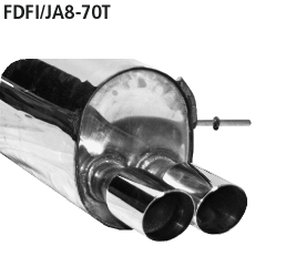 Endschalldämpfer mit Doppel-Endrohr 2 x Ø 70 mm, 20° schräg gesc