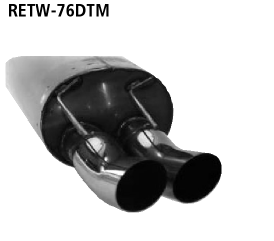 Endschalldämpfer mit Doppel-Endrohr DTM 2 x Ø 76 mm