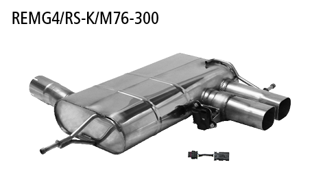 Endschalldämpfer mit Doppel-Endrohr mitte 2x Ø 76 mm, mit Abgask