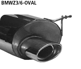 Endschalldämpfer mit Einfach-Endrohr oval 153 x 95 mm