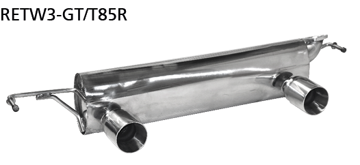 Endschalldämpfer mit Einfach-Endrohr LH + RH, 1 x Ø 85 mm (im RA