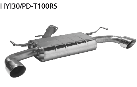 Endschalldämpfer mit Einfach-Endrohr 1x Ø100 mm LH+RH, 30° schrä