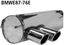 Endschalldämpfer mit Doppel-Endrohr 2 x Ø 76 mm eingerollt 20° s