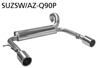 Endschalldämpfer mit Einfach-Endrohr 1 x Ø 90 mm Ausgang LH+RH