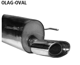 Endschalldämpfer mit Einfach-Endrohr oval 153 x 95 mm