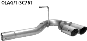 Endrohrsatz RH mit Doppel-Endrohr 2 x Ø 76 mm