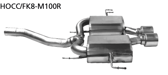 Endschalldämpfer mit 2 x Ø 100 Endrohr mittig, im RACE Look